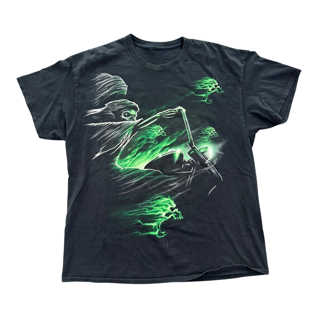 Skull Motorcycle Tee | L | Y2K