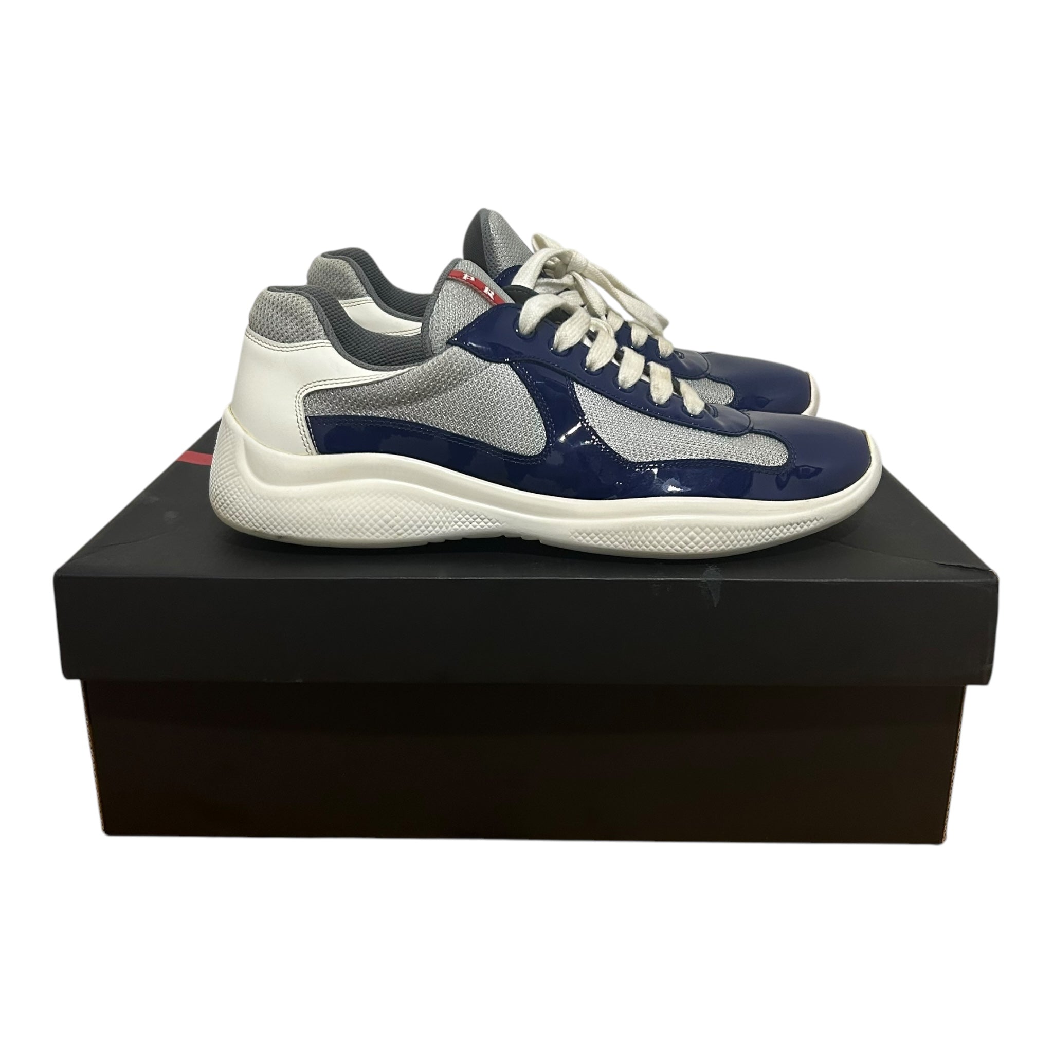 【 PRADA 】America's Cup Sneakers 8 PRADA Men's 'America's Cup' Patent Sneakers Inchiostro Nero