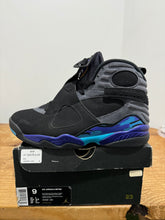 Load image into Gallery viewer, Black Aqua Jordan 8 | 9M | Used